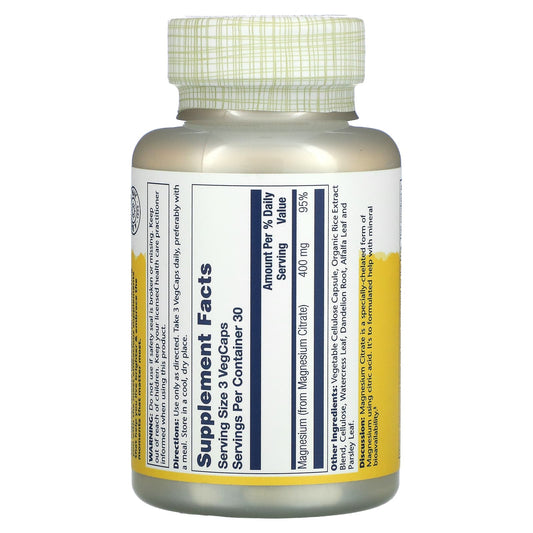Solaray, Magnesium Citrate, 400 mg, 90 Capsules (133 mg per Capsule)