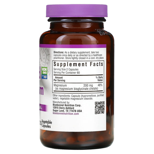 Bluebonnet Nutrition, Chelated Magnesium, 120 Vegetable Capsules