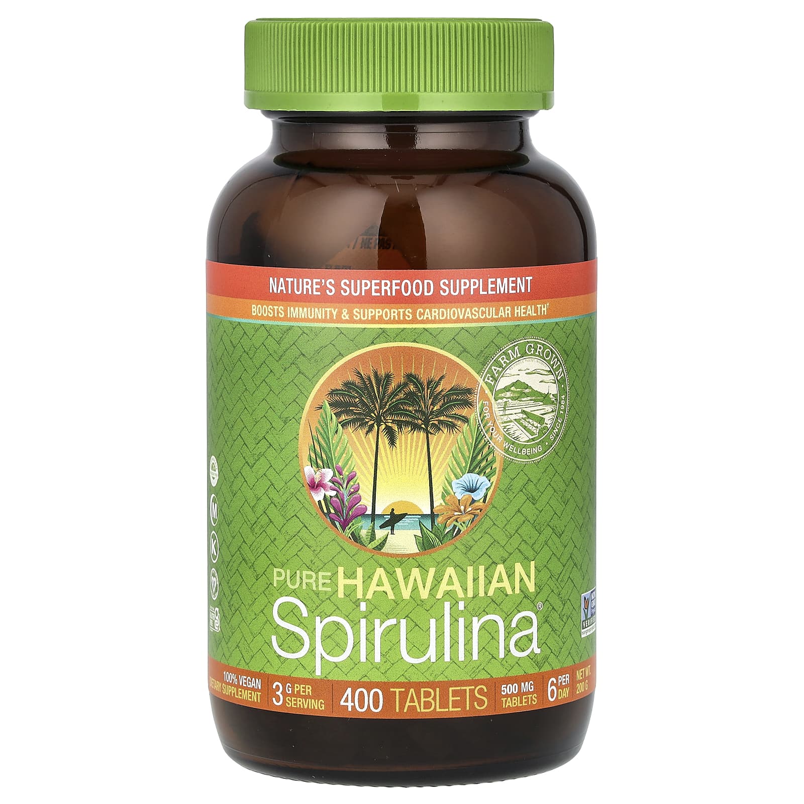 Nutrex Hawaii-Pure Hawaiian Spirulina-3 g-400 Tablets (50 mg per Tablet)