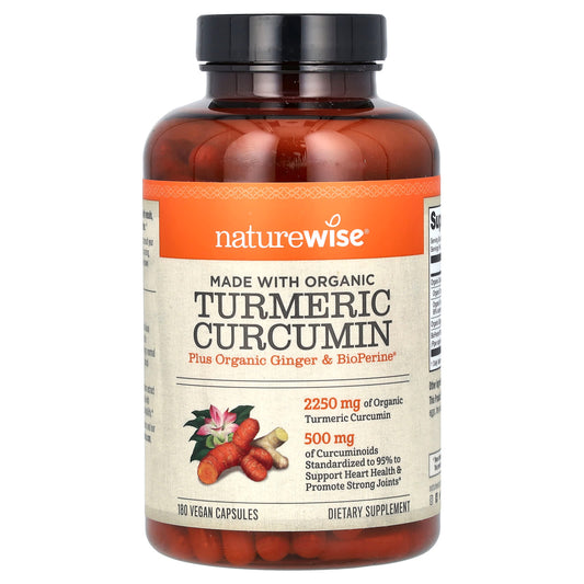 NatureWise-Organic Turmeric Curcumin-180 Vegan Capsules