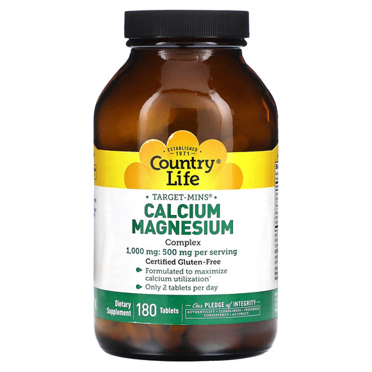 Country Life-Target-Mins Calcium-Magnesium Complex-1,000 mg-180 Tablets (500 mg per Tablet)