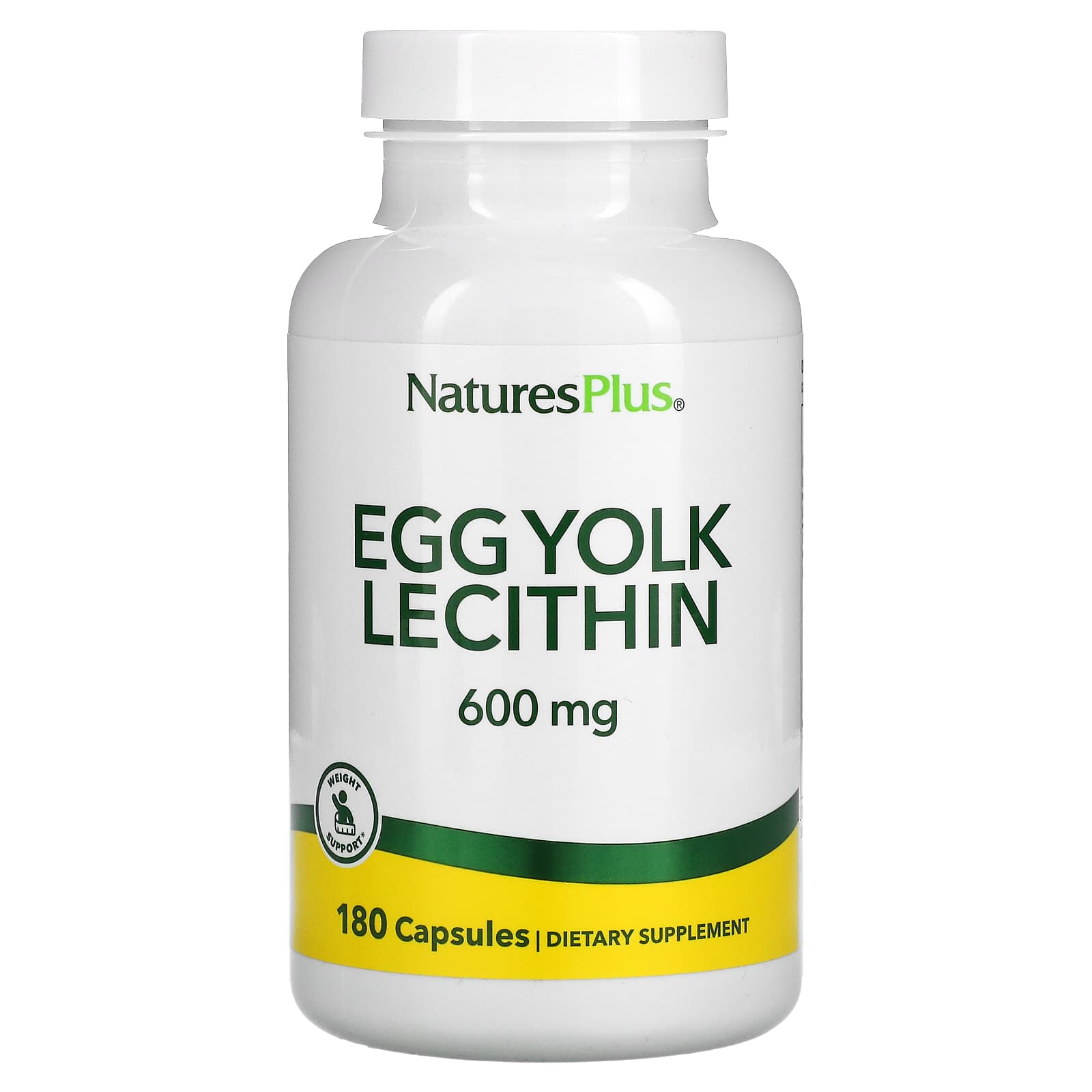 NaturesPlus-Egg Yolk Lecithin-600 mg-180 Capsules (300 mg per Capsule)