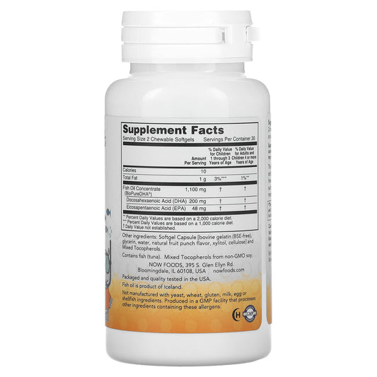 NOW Foods, Kid's DHA Chewables, Tasty Fruit, 60 Softgels