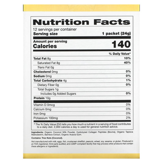 California Gold Nutrition, SUPERFOODS - Collagen Coconut Creamer, Unsweetened, 12 Packets 0.85 oz (24 g) Each