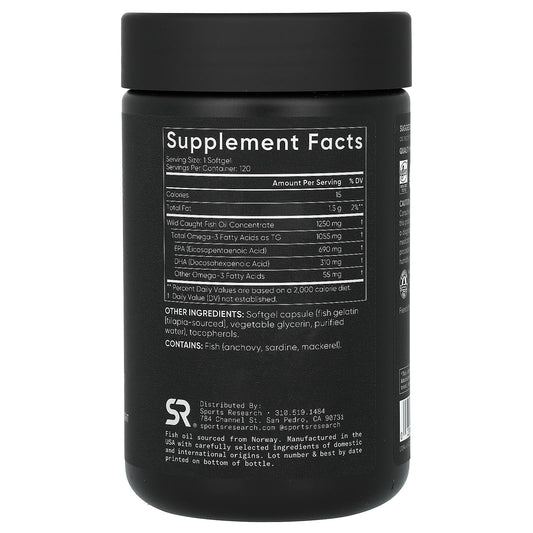 Sports Research, Omega-3 Fish Oil, Triple Strength, 120 Softgels