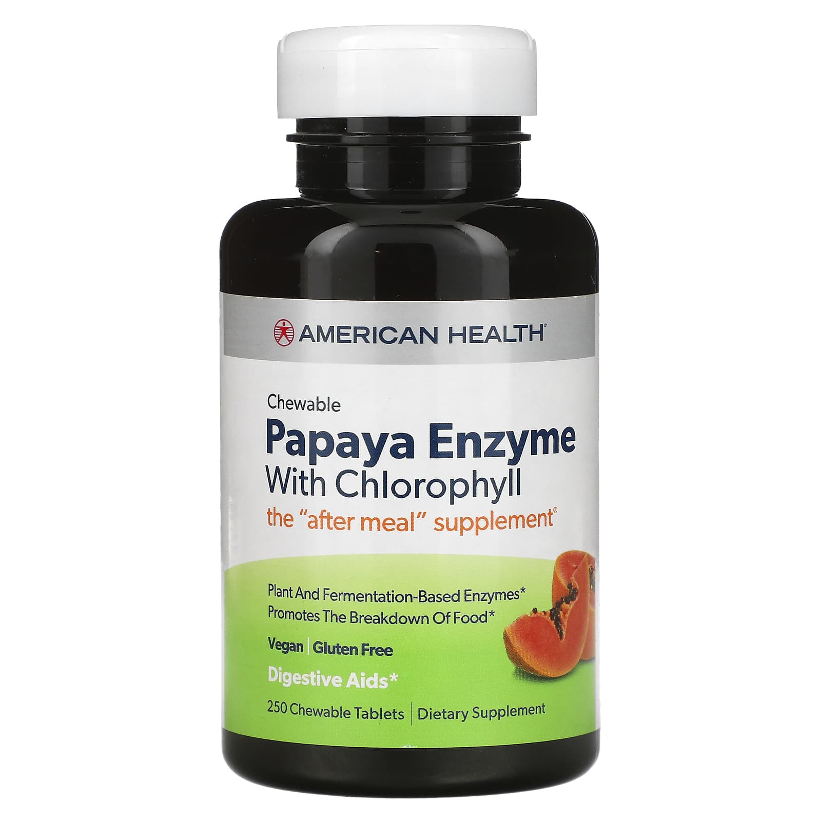 American Health-Papaya Enzyme with Chlorophyll-250 Chewable Tablets