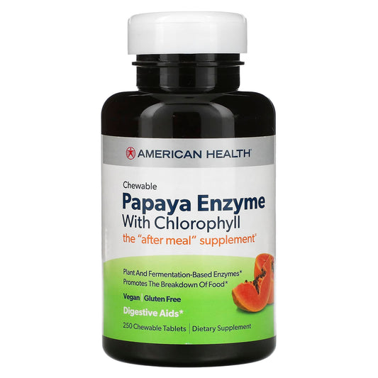 American Health-Papaya Enzyme with Chlorophyll-250 Chewable Tablets