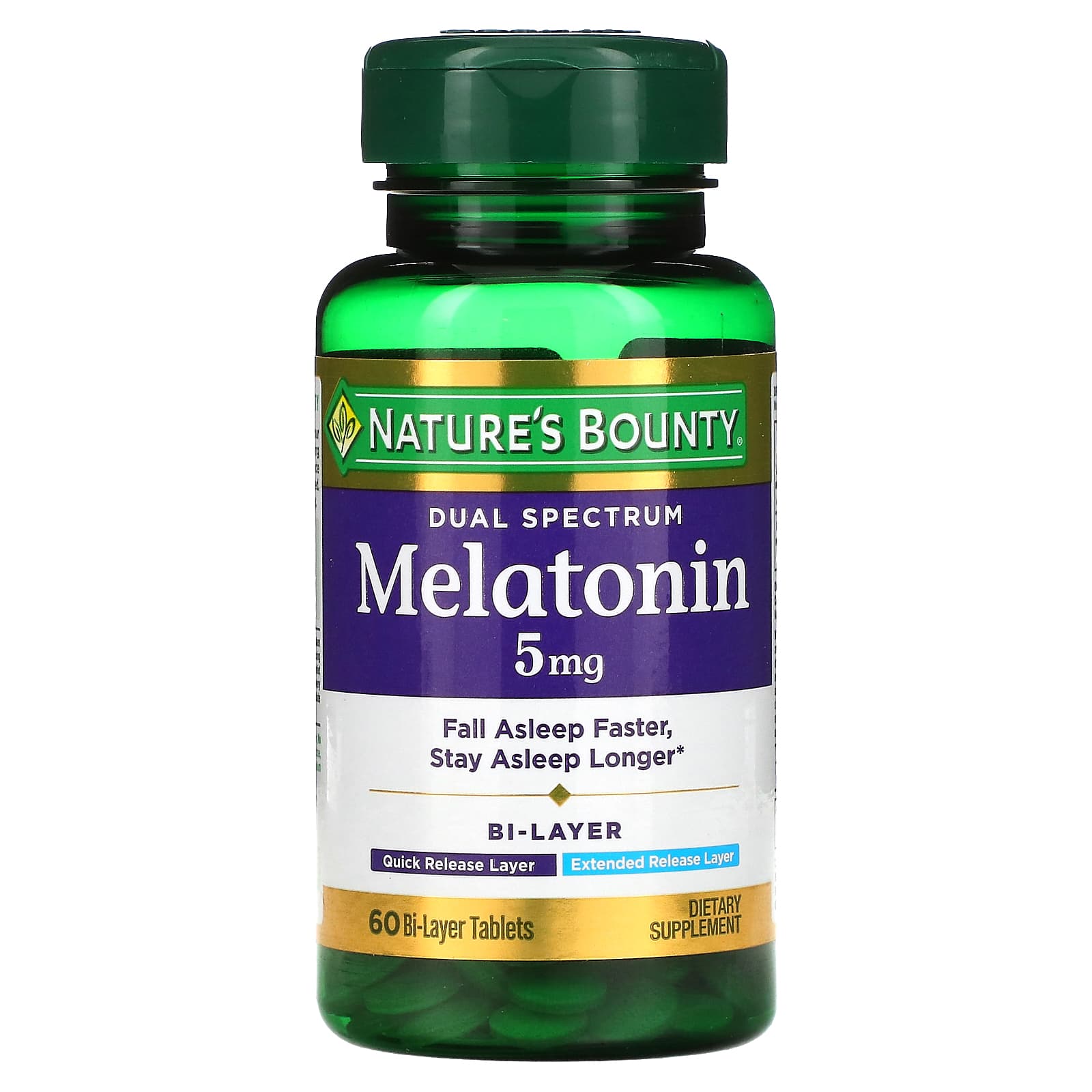Nature's Bounty-Dual Spectrum-Melatonin-5 mg-60 Bi-Layer Tablets