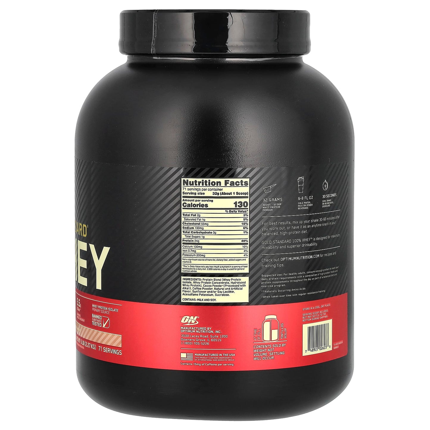 Optimum Nutrition, Gold Standard 100% Whey, Mocha Cappuccino, 5 lb (2.27 kg)