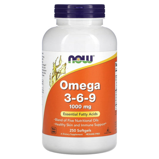 NOW Foods-Omega 3-6-9-1,000 mg-250 Softgels (500 mg per Softgel)