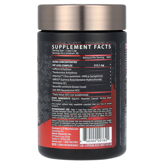 Nutrex Research, LIPO-6 Black, Ultra Concentrate, 30 Liqui-Caps