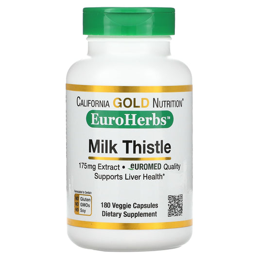 California Gold Nutrition-Milk Thistle Extract-EuroHerbs-European Quality-175 mg-180 Veggie Capsules