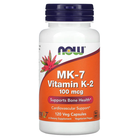 NOW Foods-MK-7 Vitamin K-2 -100 mcg-120 Veg Capsules