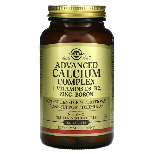 Solgar-Advanced Calcium Complex + Vitamins D3-K2-Zinc-Boron-120 Tablets
