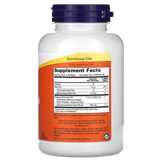 NOW Foods, Evening Primrose Oil, 500 mg, 250 Softgels