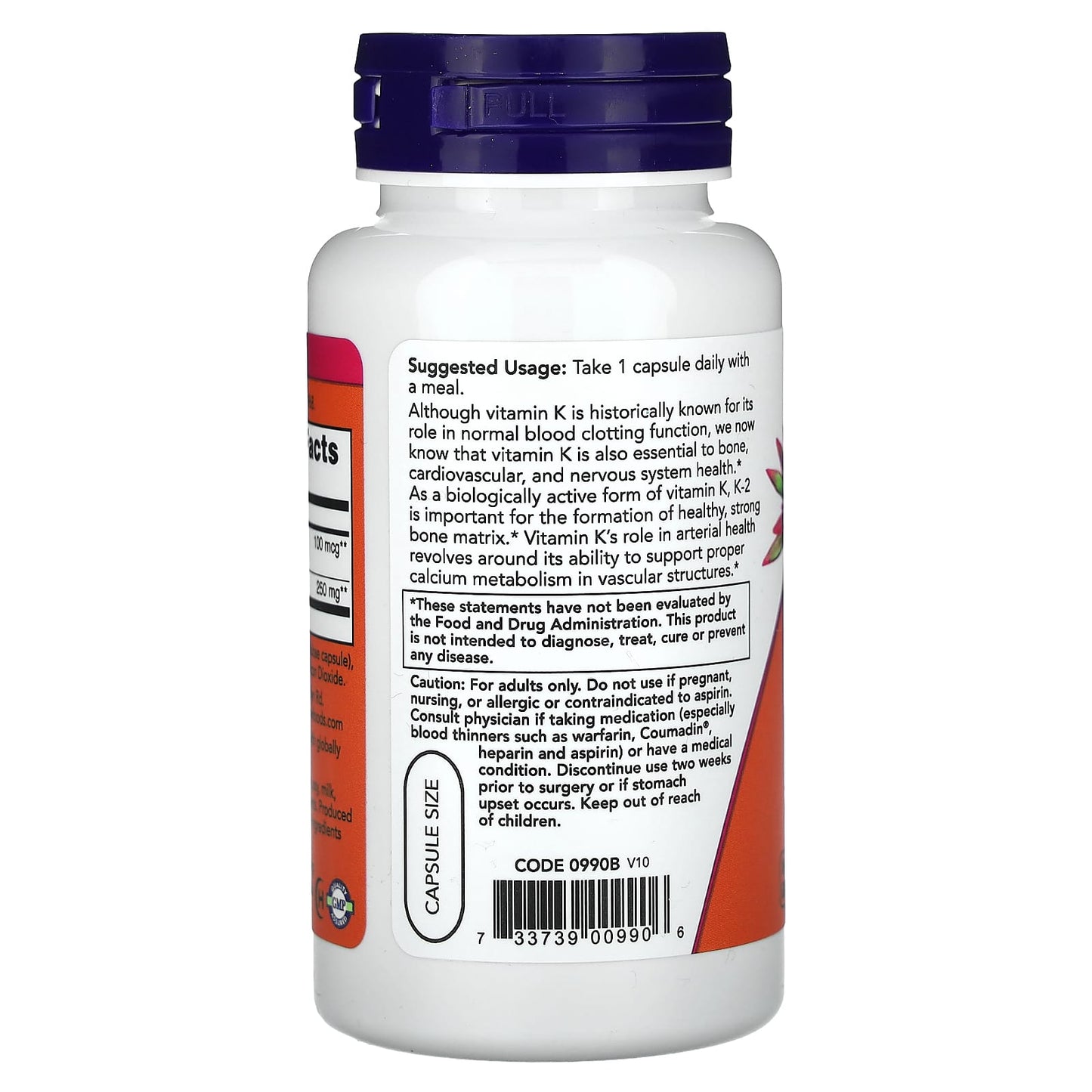 NOW Foods, Vitamin K-2, 100 mcg, 100 Veg Capsules