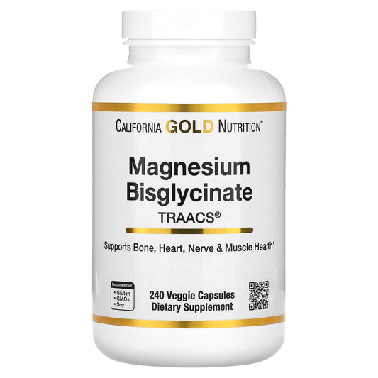 California Gold Nutrition-Magnesium Bisglycinate-Formulated with TRAACS-200 mg-240 Veggie Capsules (100 mg per Capsule)