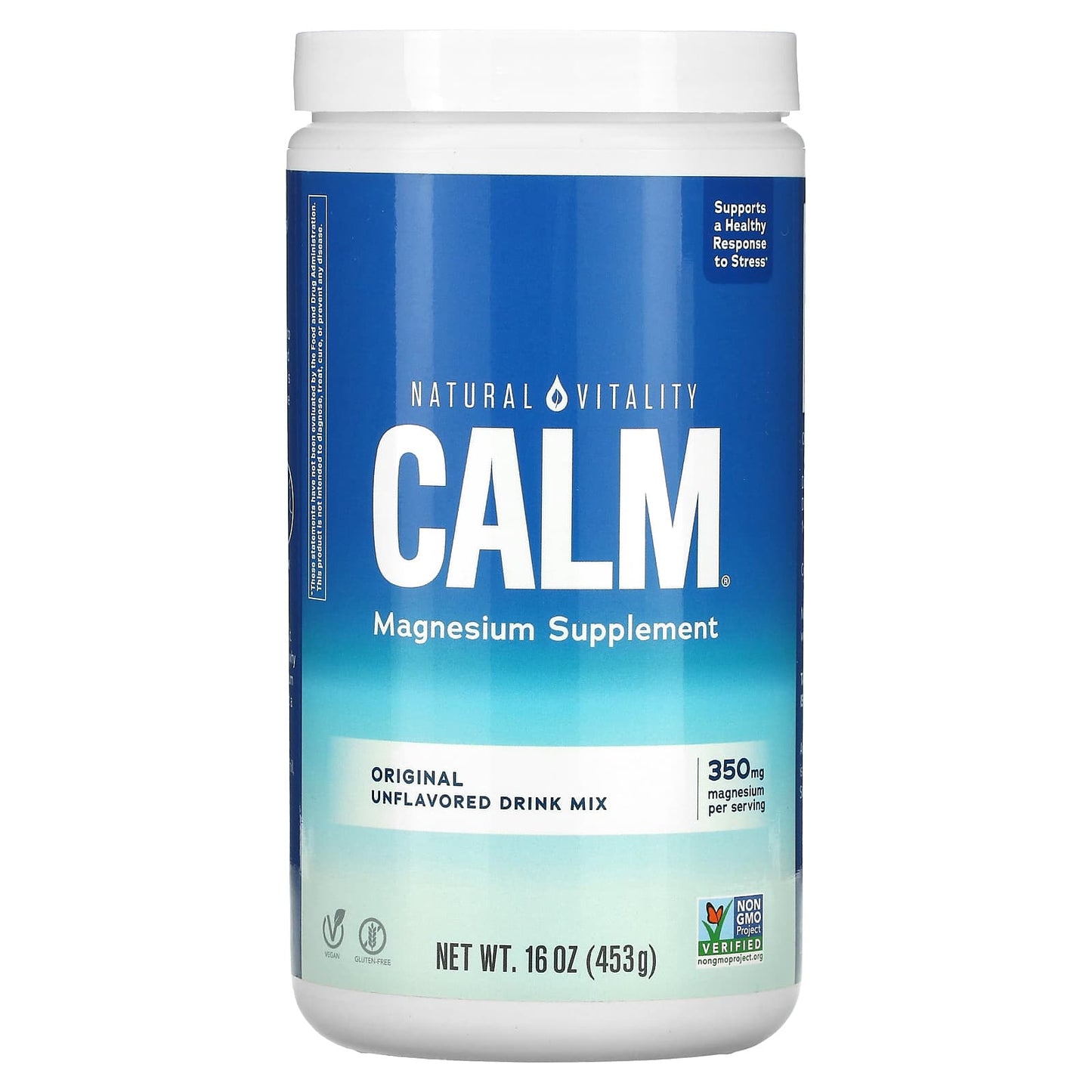 Natural Vitality-CALM-Magnesium Supplement Drink Mix-Original Unflavored-16 oz (453 g)