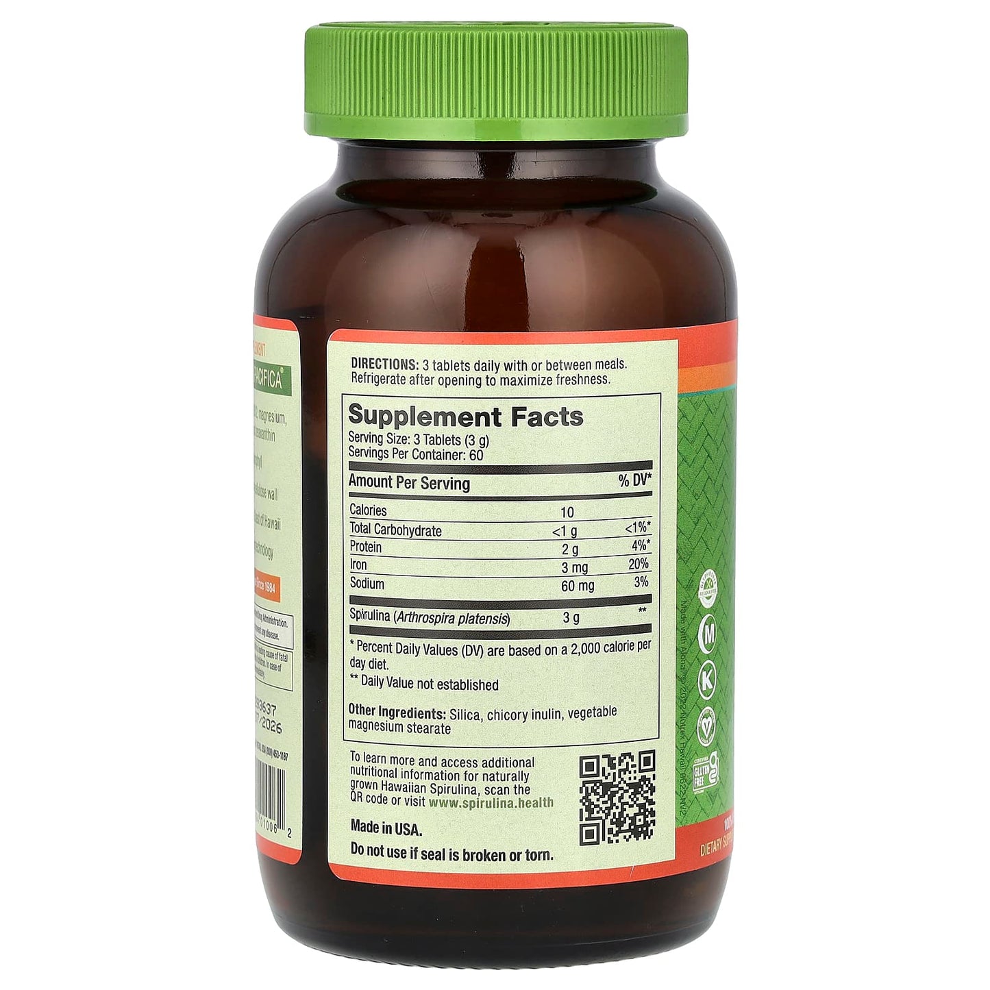 Nutrex Hawaii, Pure Hawaiian Spirulina, 3 g, 180 Tablets (1 g per Tablet)