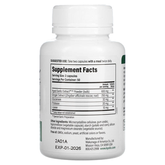 Kyolic, Aged Garlic Extract, Cleanse & Digestion Formula 102, 100 Veggie Capsules