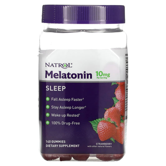Natrol-Melatonin-Sleep-Strawberry-10 mg-140 Gummies (5 mg per Gummy)