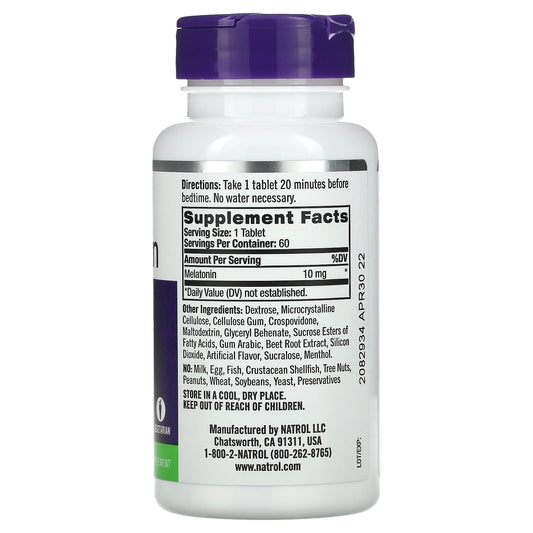 Natrol, Melatonin, Fast Dissolve, Maximum Strength, Strawberry, 10 mg, 60 Tablets