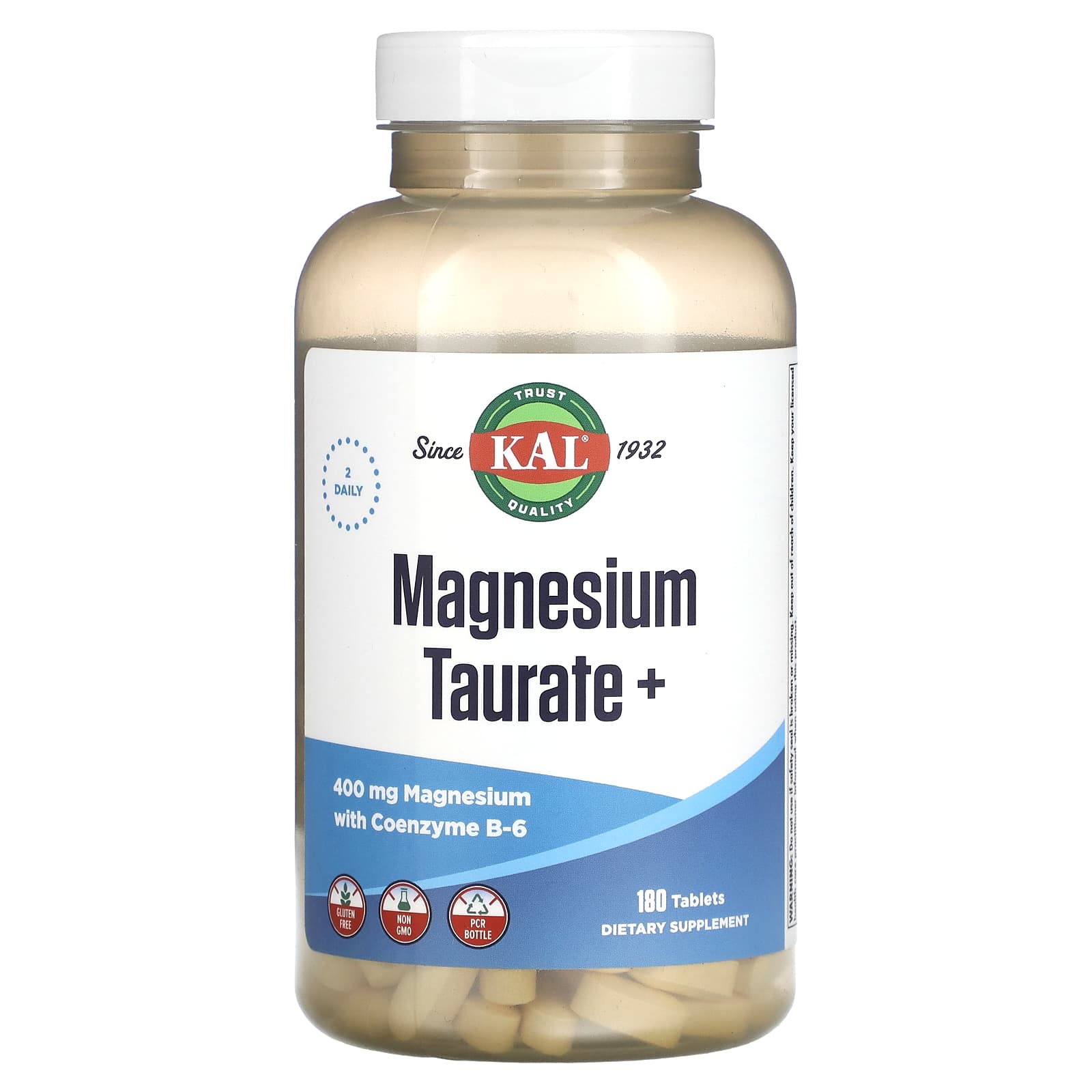 KAL-Magnesium Taurate +-400 mg-180 Tablets (200 mg per Tablet)
