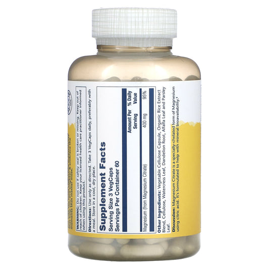 Solaray, Magnesium Citrate, 400 mg, 180 VegCaps (133 mg per Capsule)