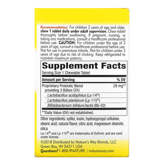 Nature's Way, Primadophilus, Kids, Age 2-12, Orange, 3 Billion CFU, 30 Chewable Tablets