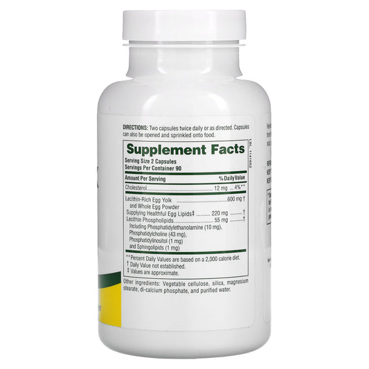 NaturesPlus, Egg Yolk Lecithin, 600 mg, 180 Capsules (300 mg per Capsule)