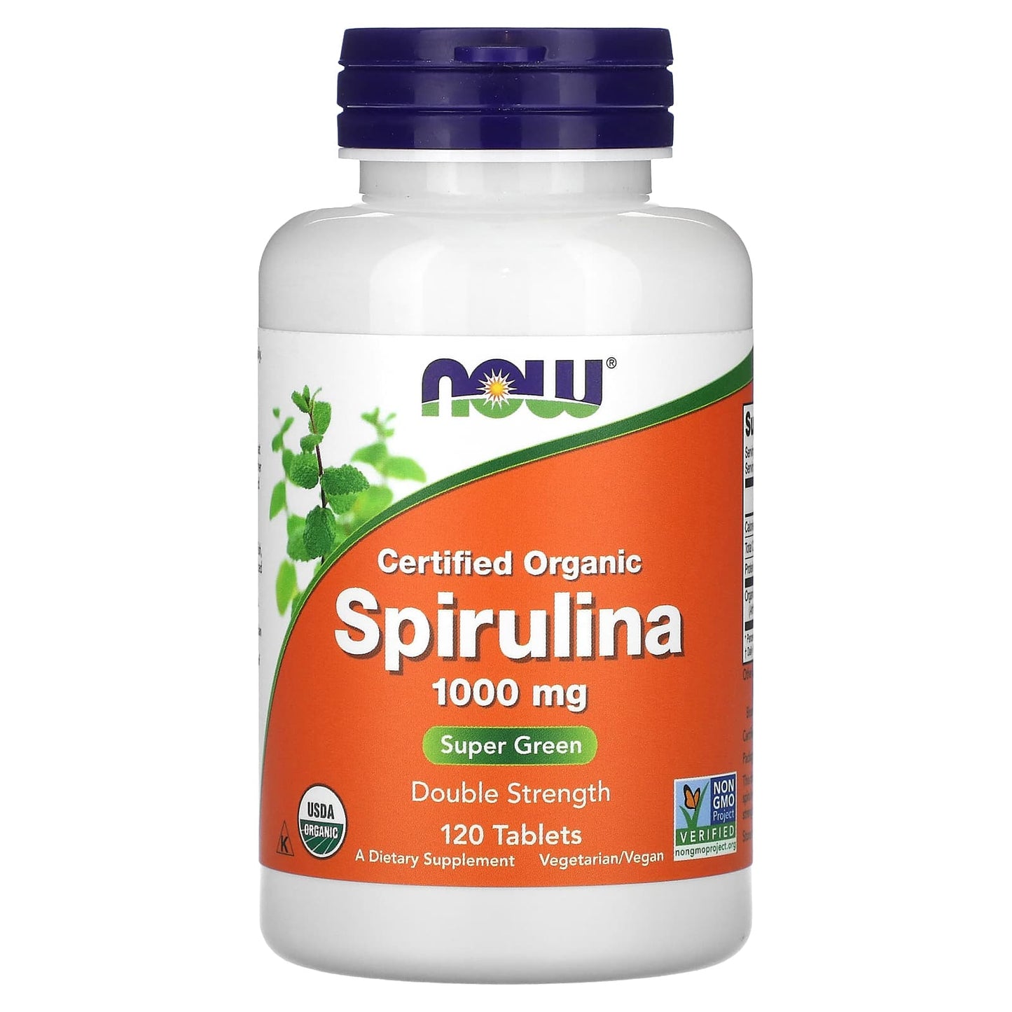 NOW Foods-Certified Organic Spirulina-Double Strength-1,000 mg-120 Tablets