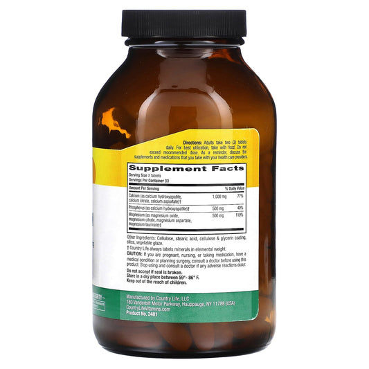 Country Life, Target-Mins Calcium-Magnesium Complex, 1,000 mg, 180 Tablets (500 mg per Tablet)