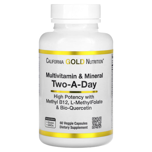 California Gold Nutrition-Multivitamin and Mineral-Two-A-Day-60 Veggie Capsules