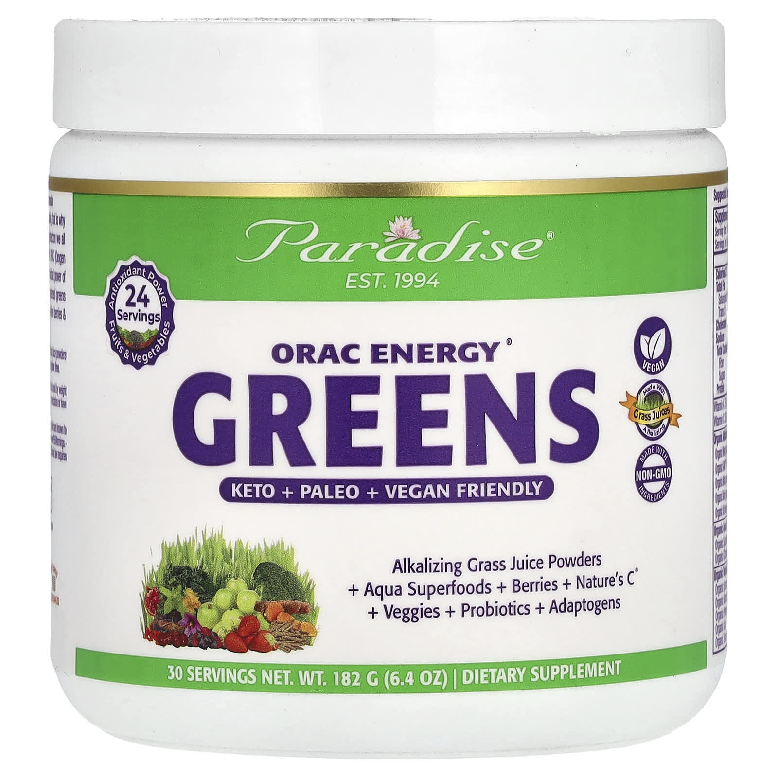 Paradise Herbs-ORAC Energy Greens-6.4 oz (182 g)