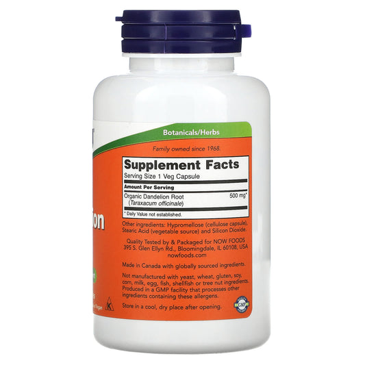 NOW Foods, Dandelion Root, 500 mg, 100 Veg Capsules