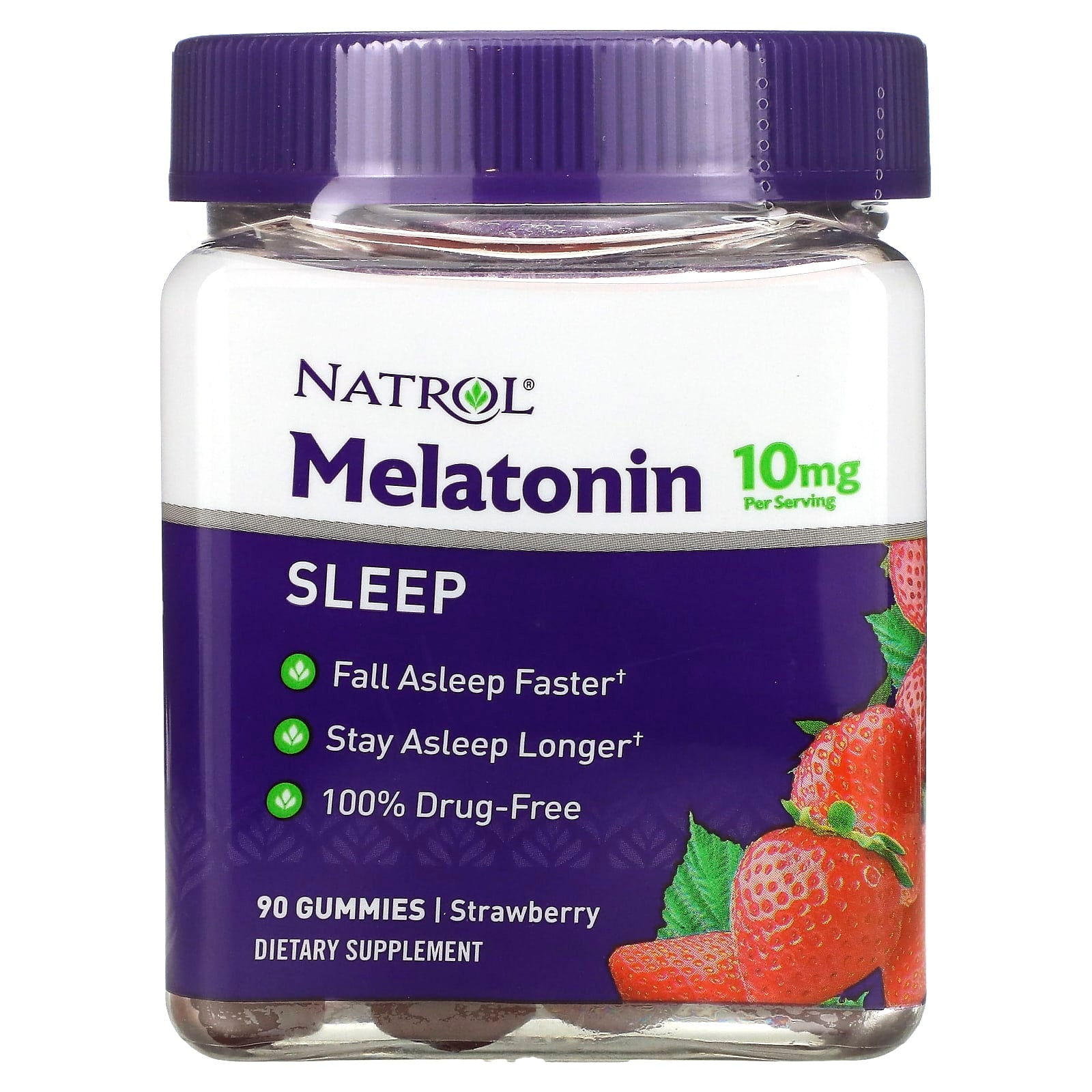 Natrol-Melatonin-Strawberry-10 mg-90 Gummies (5 mg per Gummy)
