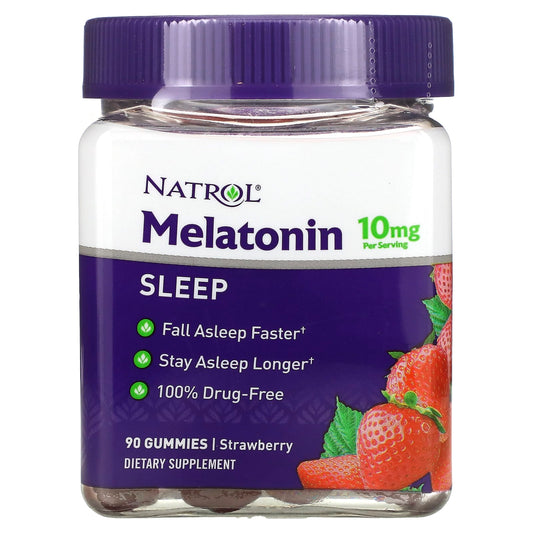 Natrol-Melatonin-Strawberry-10 mg-90 Gummies (5 mg per Gummy)