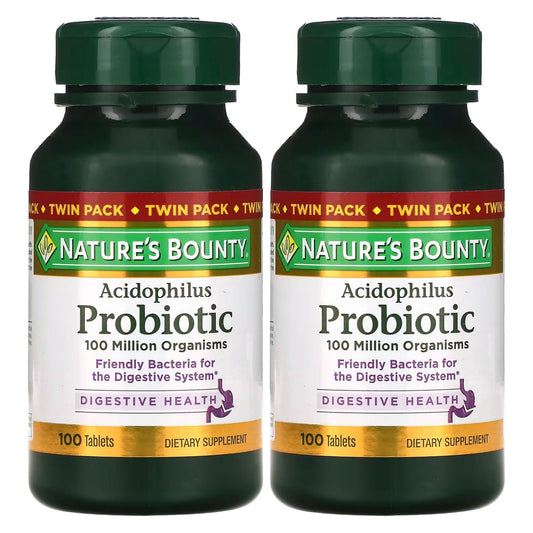 Nature's Bounty-Acidophilus Probiotic-Twin Pack-100 Tablets Each