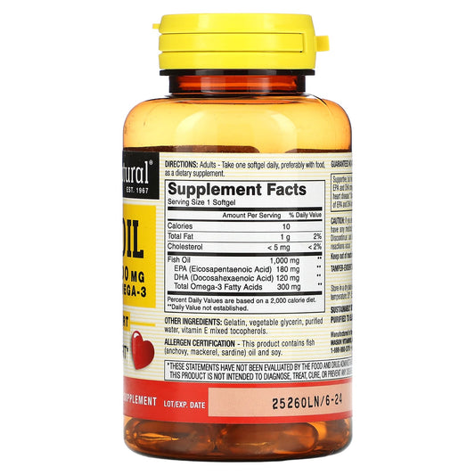 Mason Natural, Fish Oil, 1,000 mg, 60 Softgels