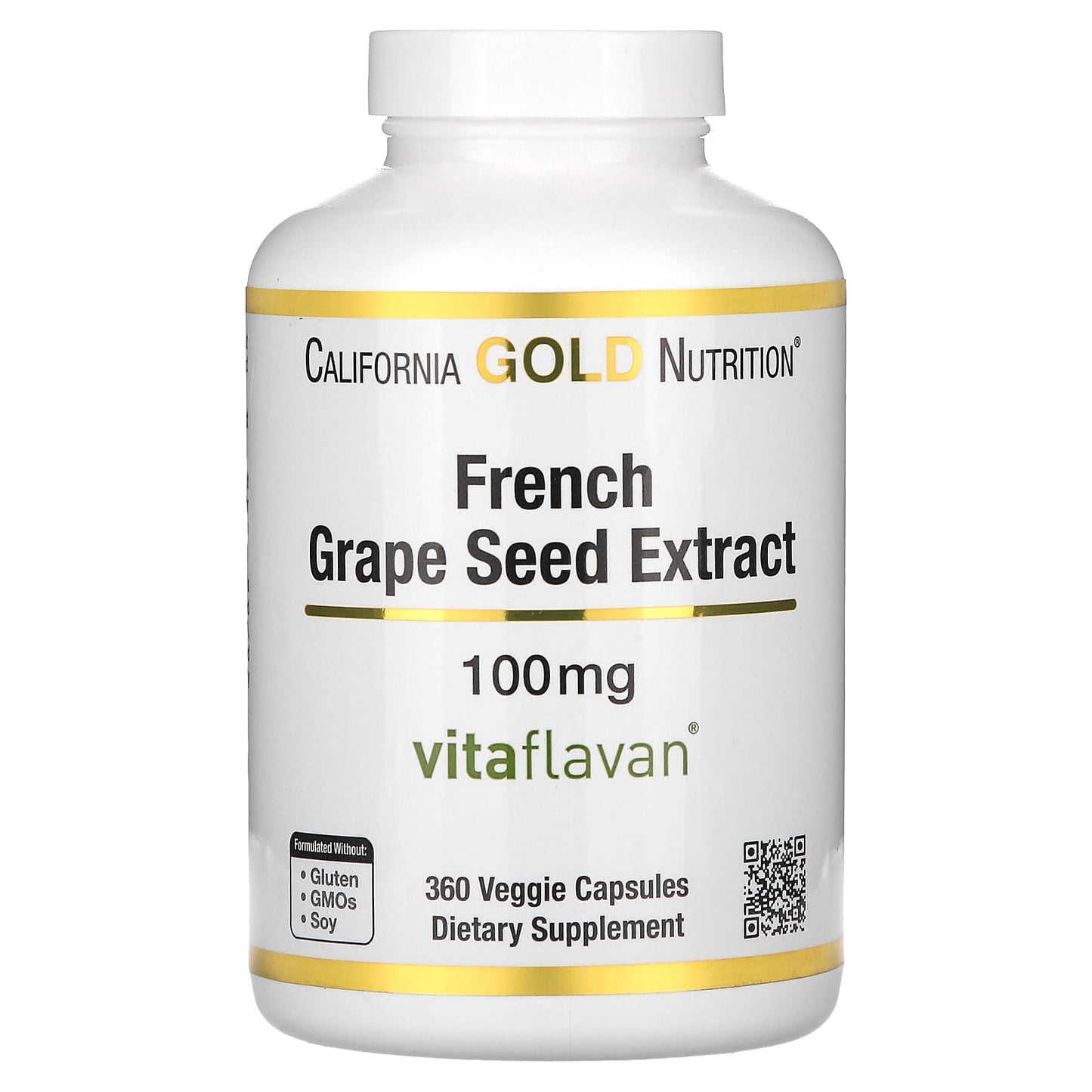 California Gold Nutrition-French Grape Seed Extract-Vitaflavan-100 mg-360 Veggie Capsules
