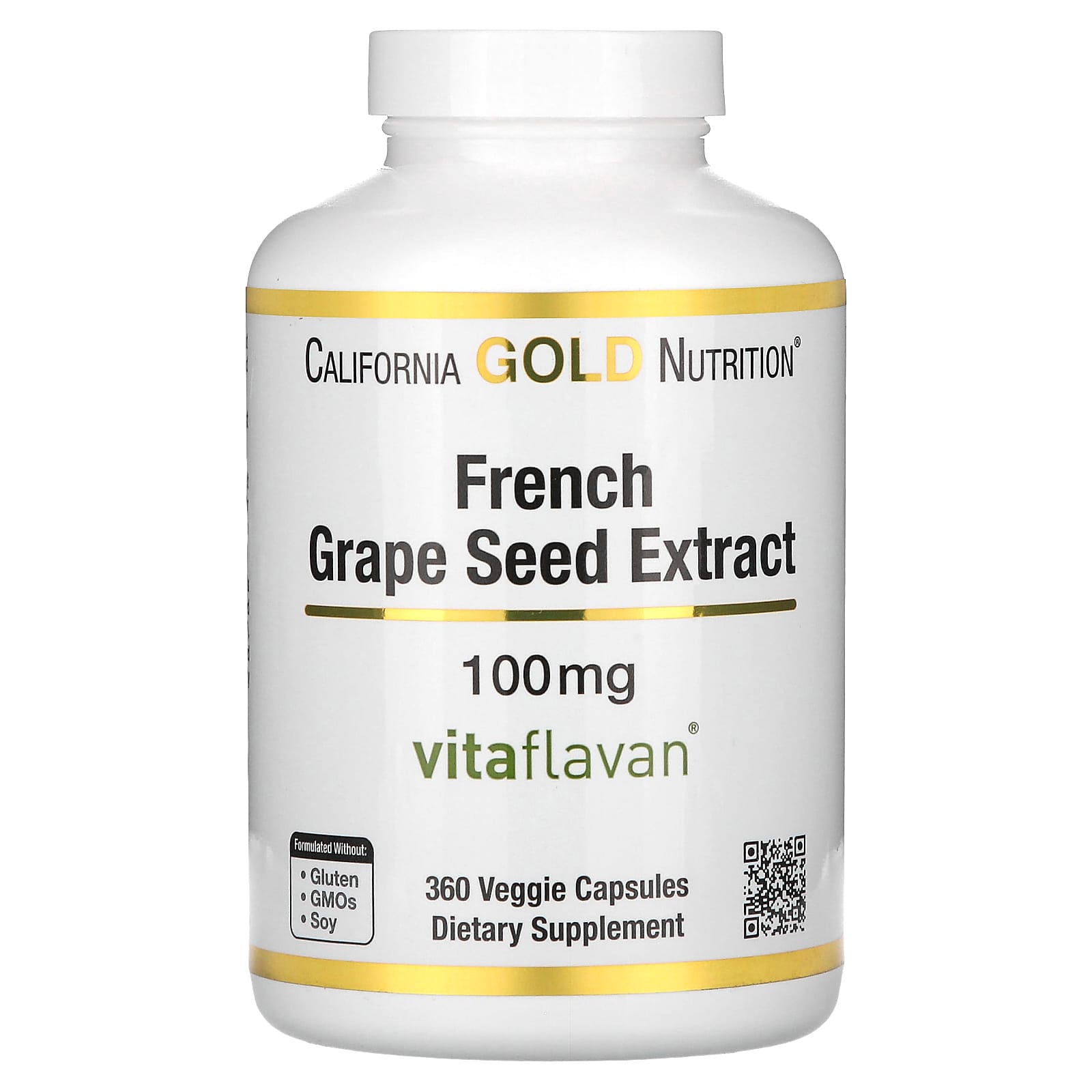California Gold Nutrition-French Grape Seed Extract-Vitaflavan-100 mg-360 Veggie Capsules