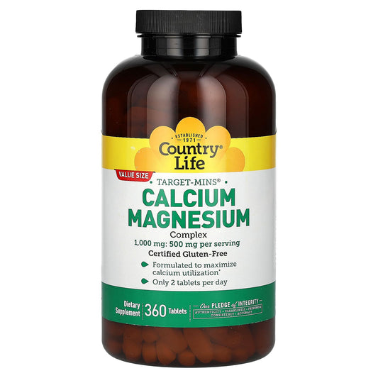Country Life-Target-Mins-Calcium-Magnesium Complex-1,000 mg -360 Tablets (500 mg per Tablet)