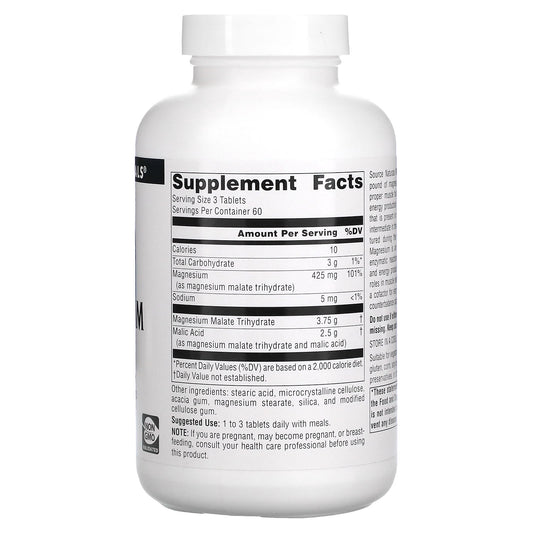 Source Naturals, Magnesium Malate, 3,750 mg, 180 Tablets (1,250 mg per Tablet)