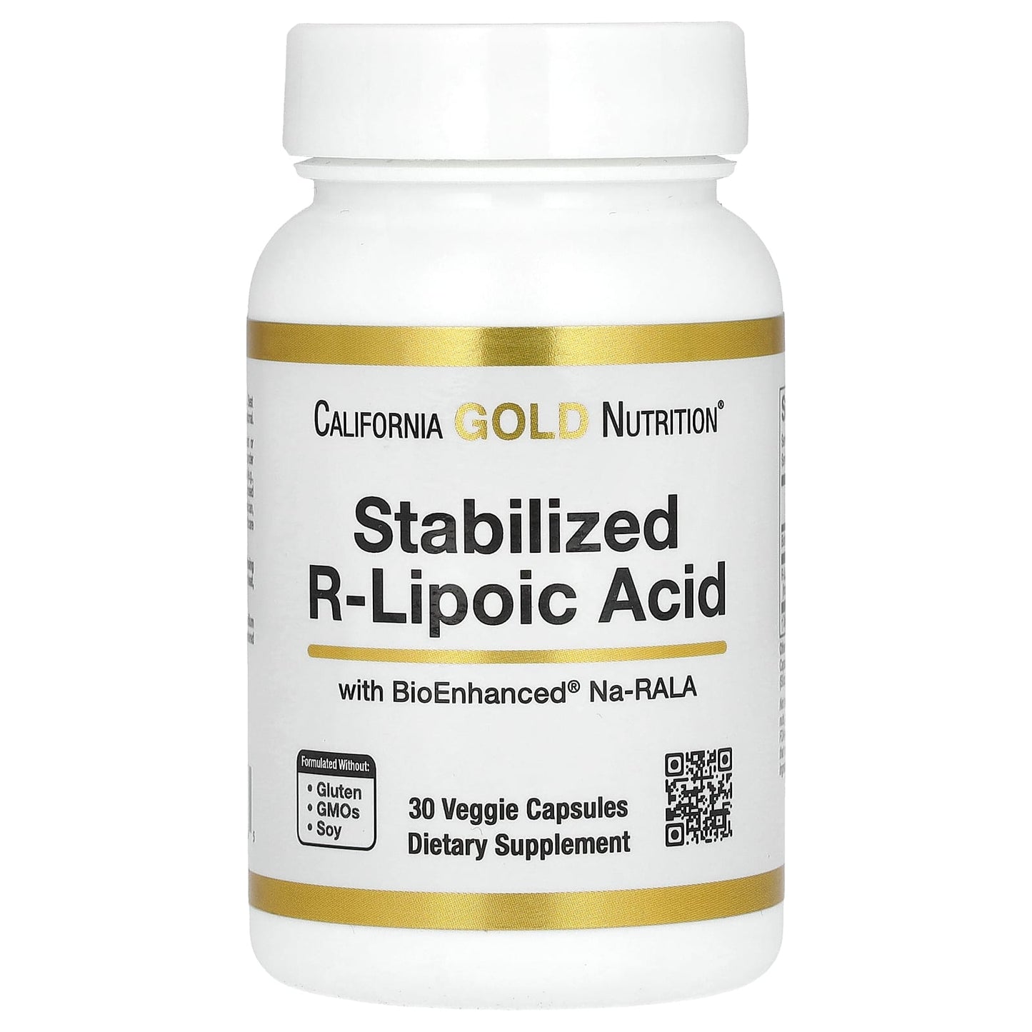 California Gold Nutrition-Stabilized R-Lipoic Acid-30 Veggie Capsules
