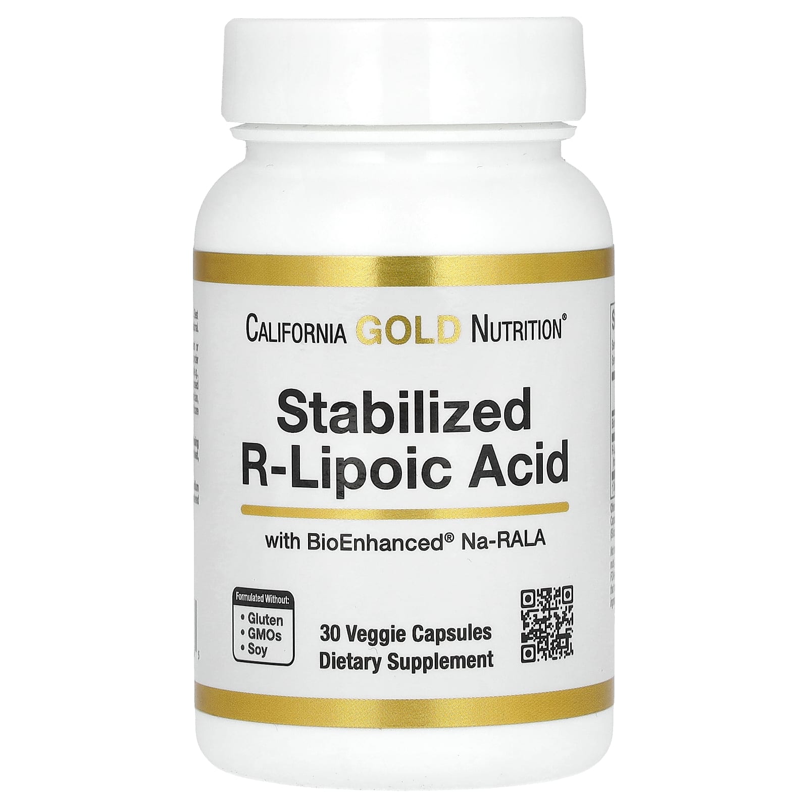 California Gold Nutrition-Stabilized R-Lipoic Acid-30 Veggie Capsules