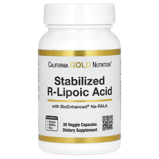 California Gold Nutrition-Stabilized R-Lipoic Acid-30 Veggie Capsules