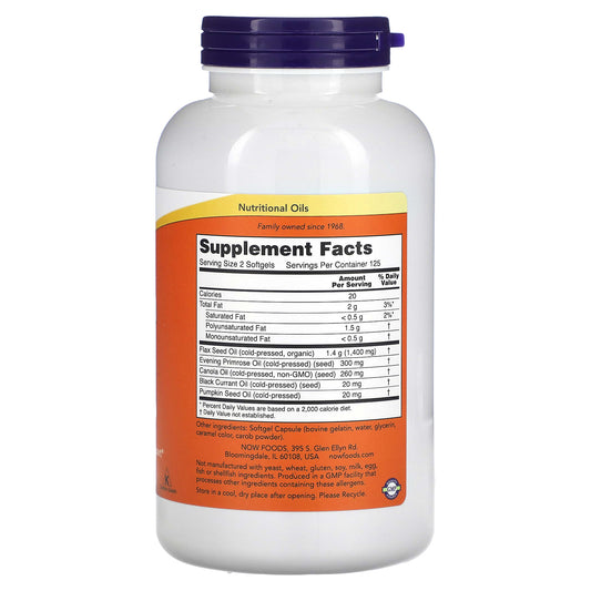 NOW Foods, Omega 3-6-9, 1,000 mg, 250 Softgels (500 mg per Softgel)