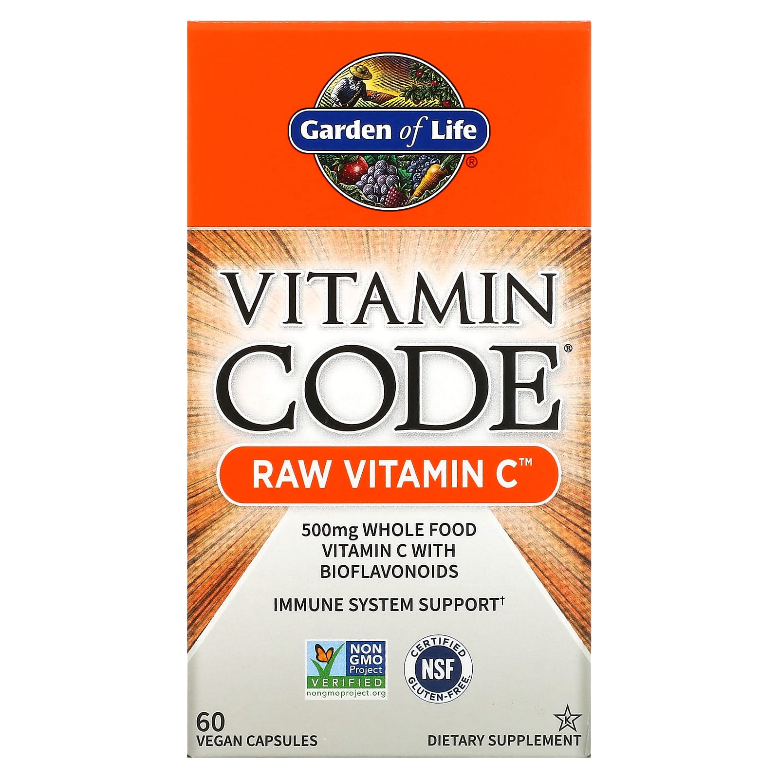 Garden of Life-Vitamin Code-RAW Vitamin C-60 Vegan Capsules