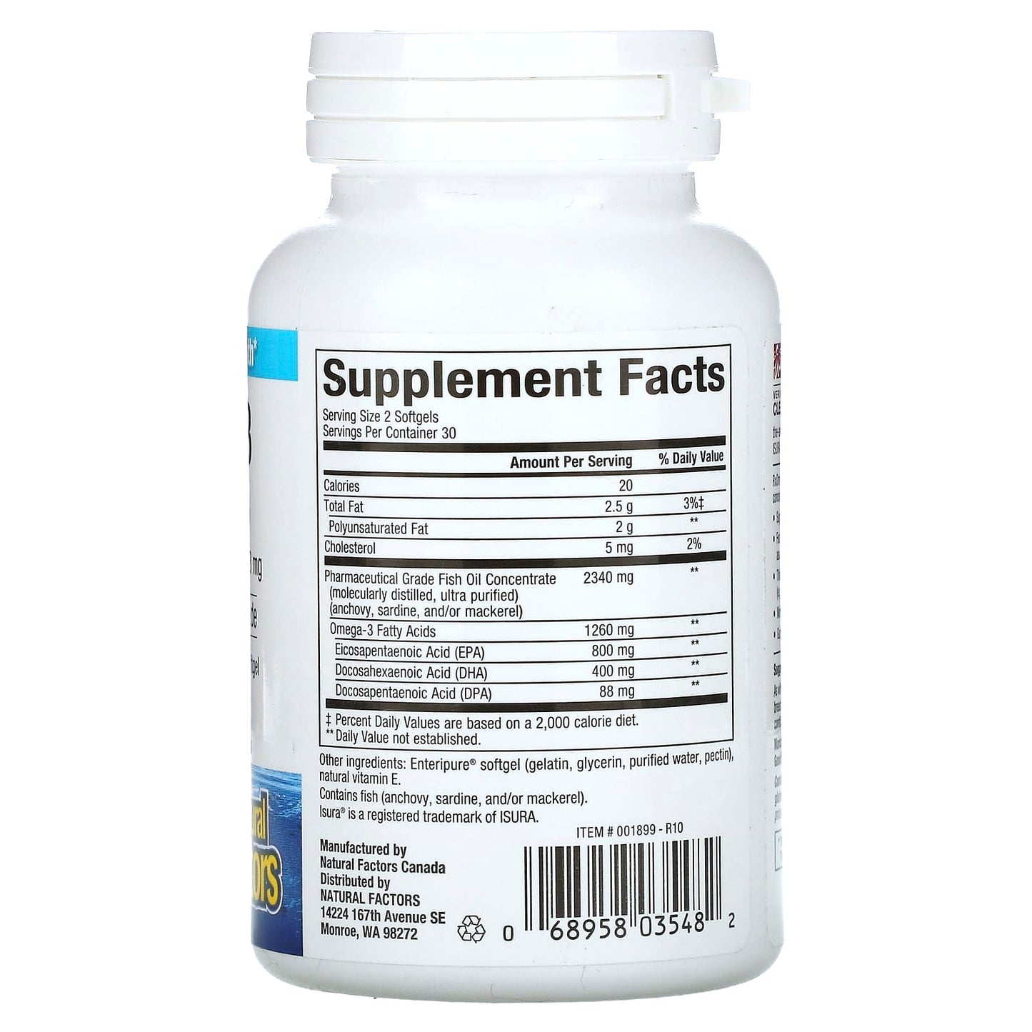 Natural Factors, RxOmega-3, 1,260 mg, 60  Softgels (630 mg per Softgel)
