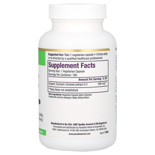 Paradise Herbs, Turmeric Extract, 180 Vegetarian Capsules